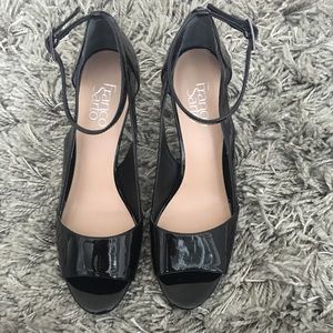 Franco Sarto Black Patent Sandals Cut Out Detail
